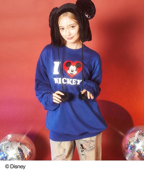 ANAP（アナップ）の「【Disney】＜Mickey＆Minnie＞ ANAP  I LOVE デザイン オーバーサイズ スウェット プルオーバー【親子お揃い】（スウェット・レディース・ブラウン/ピンク/レッド/ネイビー・FREE）」の11枚目の写真