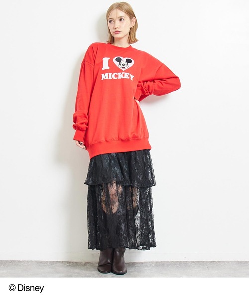 ANAP（アナップ）の「【Disney】＜Mickey＆Minnie＞ ANAP  I LOVE デザイン オーバーサイズ スウェット プルオーバー【親子お揃い】（スウェット・レディース・ブラウン/ピンク/レッド/ネイビー・FREE）」の5枚目の写真