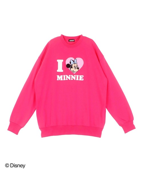 ANAP（アナップ）の「【Disney】＜Mickey＆Minnie＞ ANAP  I LOVE デザイン オーバーサイズ スウェット プルオーバー【親子お揃い】（スウェット・レディース・ブラウン/ピンク/レッド/ネイビー・FREE）」の8枚目の写真