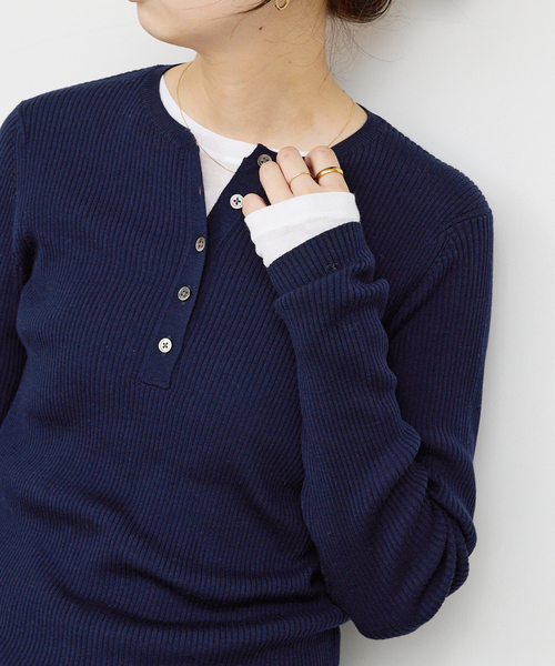 新品タグ付 スピック&スパン ブルー セーター ウール100% Spick and