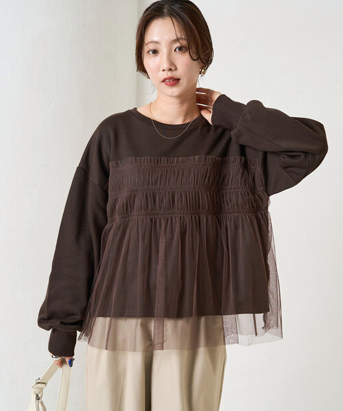 セール】限定展開 チュール ギャザー 重ね スウェット（スウェット