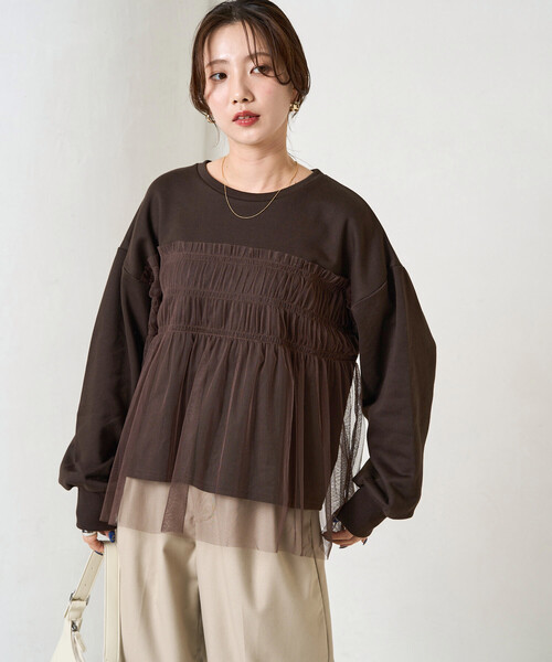 【値下げ交渉⭕️】20th Anniversary 特別展 スウェット セール】限定展開 チュール ギャザー 重ね スウェット（スウェット