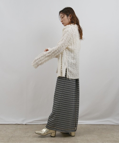palm RICHE(ポームリシュ)の「カットフリンジトップス(シャツ/ブラウス・レディース・オフホワイト/ブラック/ライトグリーン・M)」の13枚目の写真