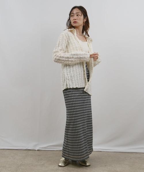 palm RICHE(ポームリシュ)の「カットフリンジトップス(シャツ/ブラウス・レディース・オフホワイト/ブラック/ライトグリーン・M)」の12枚目の写真