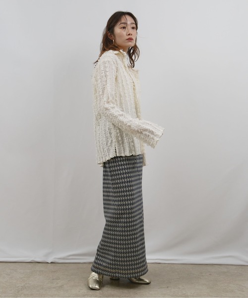 palm RICHE(ポームリシュ)の「カットフリンジトップス(シャツ/ブラウス・レディース・オフホワイト/ブラック/ライトグリーン・M)」の14枚目の写真