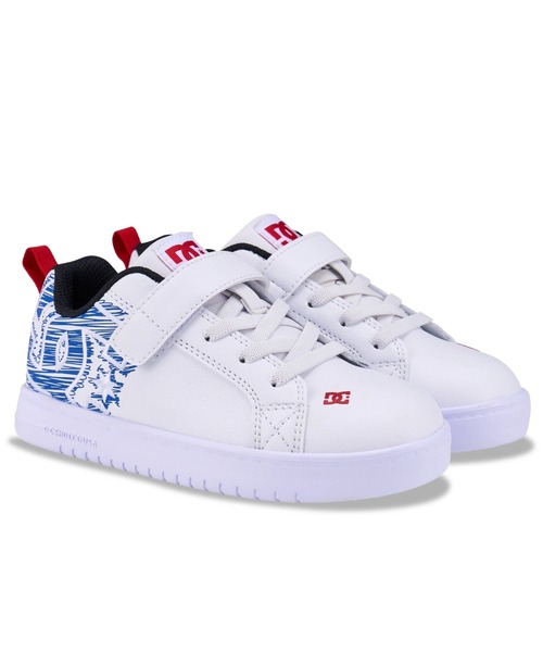 DC SHOES(ディーシーシューズ)の「COURT GRAFFIK LITE E/DCキッズベルクロ付きスニーカー(スニーカー・キッズ・ホワイト×ブルー/ホワイト×パープル・17cm/18cm/19cm/20cm/21cm/22cm/23cm/24cm/25cm)」の1枚目の写真