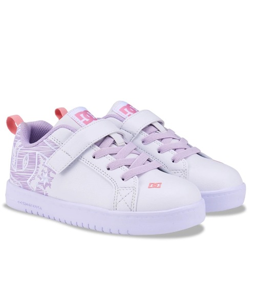 DC SHOES(ディーシーシューズ)の「COURT GRAFFIK LITE E/DCキッズベルクロ付きスニーカー(スニーカー・キッズ・ホワイト×ブルー/ホワイト×パープル・17cm/18cm/19cm/20cm/21cm/22cm/23cm/24cm/25cm)」の2枚目の写真