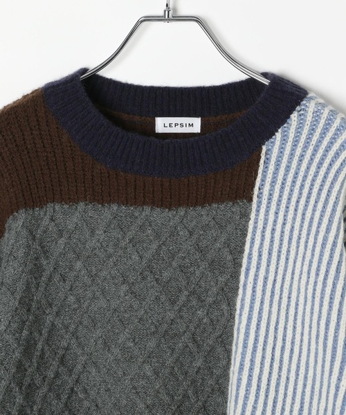 LEPSIM（レプシィム）の「5ゲージパッチワークプルオーバー　589913（ニット/セーター・レディース・ブラウン/ブラック/ベージュ・FREE）」の11枚目の写真