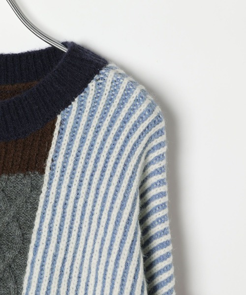 LEPSIM（レプシィム）の「5ゲージパッチワークプルオーバー　589913（ニット/セーター・レディース・ブラウン/ブラック/ベージュ・FREE）」の10枚目の写真