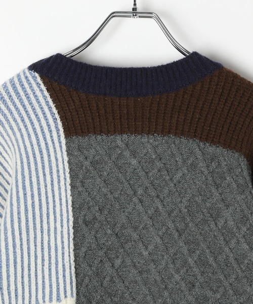 LEPSIM（レプシィム）の「5ゲージパッチワークプルオーバー　589913（ニット/セーター・レディース・ブラウン/ブラック/ベージュ・FREE）」の7枚目の写真