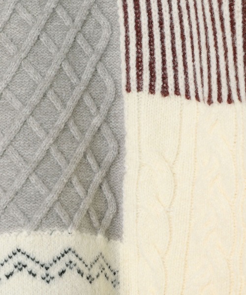 LEPSIM（レプシィム）の「5ゲージパッチワークプルオーバー　589913（ニット/セーター・レディース・ブラウン/ブラック/ベージュ・FREE）」の6枚目の写真