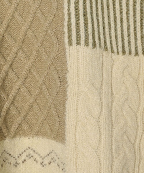 LEPSIM（レプシィム）の「5ゲージパッチワークプルオーバー　589913（ニット/セーター・レディース・ブラウン/ブラック/ベージュ・FREE）」の5枚目の写真