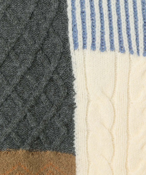 LEPSIM（レプシィム）の「5ゲージパッチワークプルオーバー　589913（ニット/セーター・レディース・ブラウン/ブラック/ベージュ・FREE）」の4枚目の写真