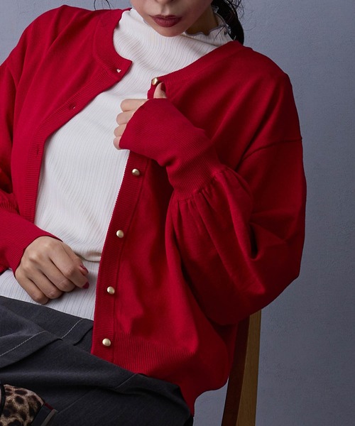 NICOLE white（ニコルホワイト）の「ニットカーディガン（カーディガン/ボレロ・レディース・グレー/ブラウン/レッド/チャコール・FREE）」の12枚目の写真