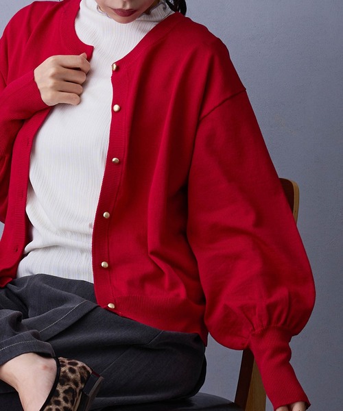 NICOLE white（ニコルホワイト）の「ニットカーディガン（カーディガン/ボレロ・レディース・グレー/ブラウン/レッド/チャコール・FREE）」の13枚目の写真