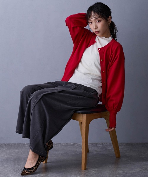 NICOLE white（ニコルホワイト）の「ニットカーディガン（カーディガン/ボレロ・レディース・グレー/ブラウン/レッド/チャコール・FREE）」の14枚目の写真