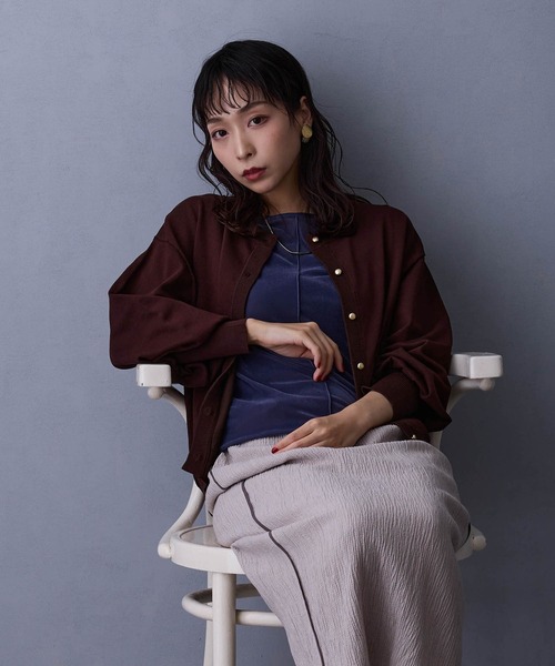 NICOLE white（ニコルホワイト）の「ニットカーディガン（カーディガン/ボレロ・レディース・グレー/ブラウン/レッド/チャコール・FREE）」の6枚目の写真