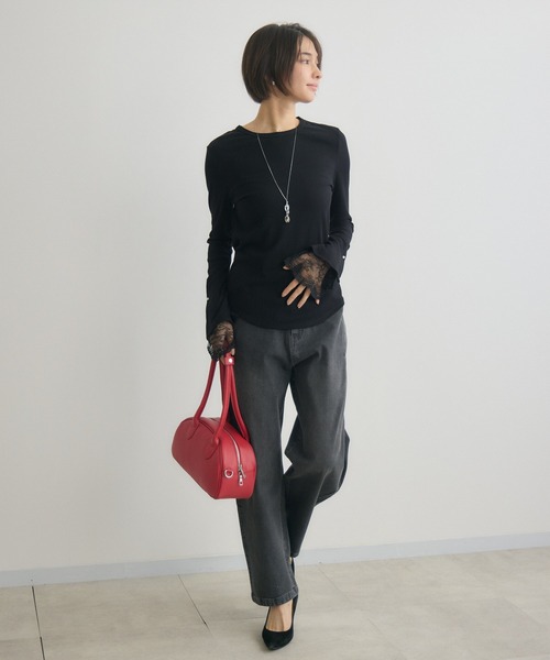 KATHARINE ROSS(キャサリンロス)の「【KATHARINE ROSS】ラメ入リブ×レース(Tシャツ/カットソー・レディース・ブラック/オフホワイト/ブルー・FREE)」の16枚目の写真