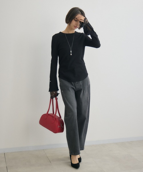 KATHARINE ROSS(キャサリンロス)の「【KATHARINE ROSS】ラメ入リブ×レース(Tシャツ/カットソー・レディース・ブラック/オフホワイト/ブルー・FREE)」の17枚目の写真