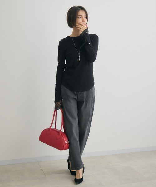 KATHARINE ROSS(キャサリンロス)の「【KATHARINE ROSS】ラメ入リブ×レース(Tシャツ/カットソー・レディース・ブラック/オフホワイト/ブルー・FREE)」の18枚目の写真