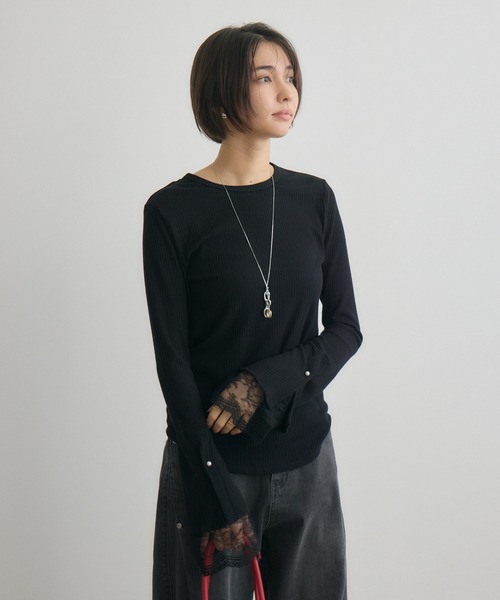 KATHARINE ROSS(キャサリンロス)の「【KATHARINE ROSS】ラメ入リブ×レース(Tシャツ/カットソー・レディース・ブラック/オフホワイト/ブルー・FREE)」の19枚目の写真