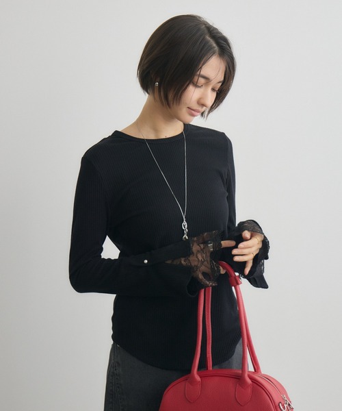 KATHARINE ROSS(キャサリンロス)の「【KATHARINE ROSS】ラメ入リブ×レース(Tシャツ/カットソー・レディース・ブラック/オフホワイト/ブルー・FREE)」の20枚目の写真