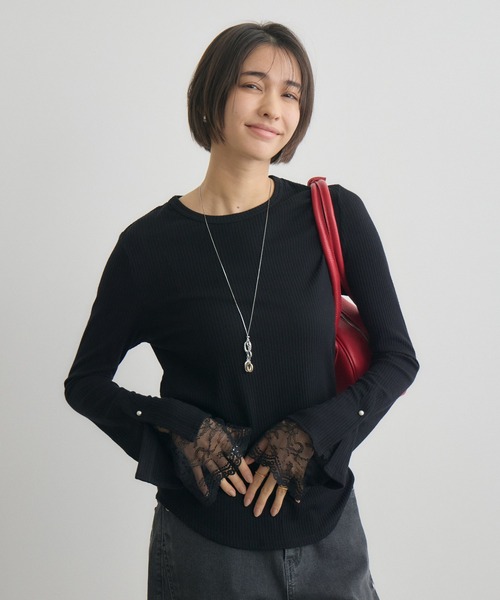 KATHARINE ROSS(キャサリンロス)の「【KATHARINE ROSS】ラメ入リブ×レース(Tシャツ/カットソー・レディース・ブラック/オフホワイト/ブルー・FREE)」の21枚目の写真