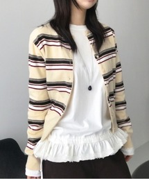 マルチボーダー ショート丈ガーディガン
