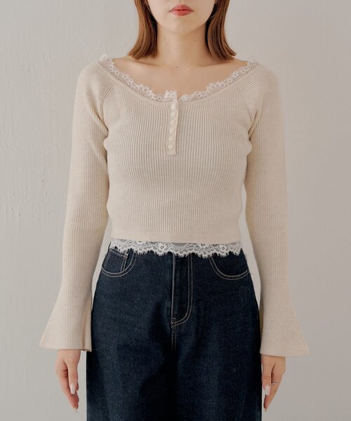 ちーこ WEB限定】ショート丈セーラー襟ニット（ニット/セーター