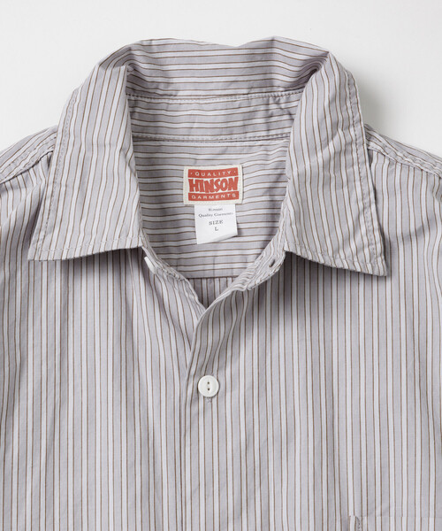 HINSON(ヒンソン)の「HINSON/ヒンソン レギュラーカラー ブロード ロングスリーブ ストライプシャツ(シャツ/ブラウス・メンズ・グレー/サックスブルー/ベージュ・MEDIUM/LARGE/SMALL)」の5枚目の写真