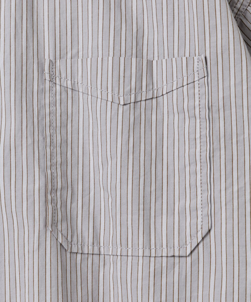 HINSON(ヒンソン)の「HINSON/ヒンソン レギュラーカラー ブロード ロングスリーブ ストライプシャツ(シャツ/ブラウス・メンズ・グレー/サックスブルー/ベージュ・MEDIUM/LARGE/SMALL)」の7枚目の写真