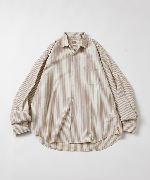 HINSON(ヒンソン)の「HINSON/ヒンソン レギュラーカラー ブロード ロングスリーブ ストライプシャツ(シャツ/ブラウス・メンズ・グレー/サックスブルー/ベージュ・MEDIUM/LARGE/SMALL)」の16枚目の写真