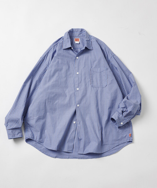 HINSON(ヒンソン)の「HINSON/ヒンソン レギュラーカラー ブロード ロングスリーブ ストライプシャツ(シャツ/ブラウス・メンズ・グレー/サックスブルー/ベージュ・MEDIUM/LARGE/SMALL)」の18枚目の写真