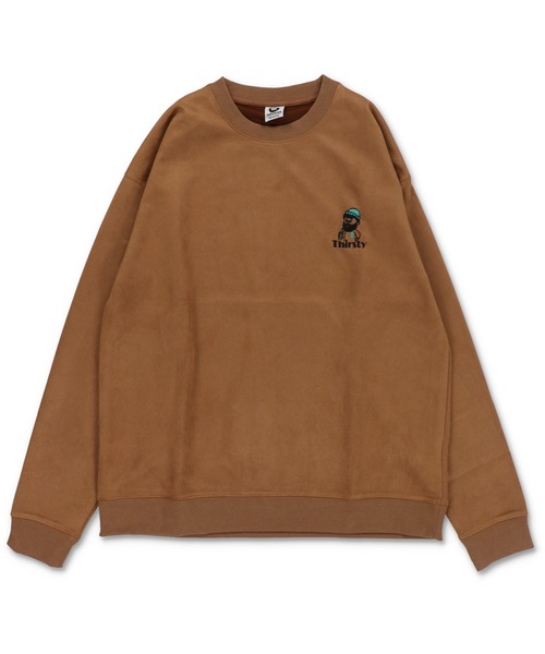 SPINNS（スピンズ）の「ひげおじさんシリーズ②/フェイクスエードワンポイントスウェット/刺繍ロゴ（スウェット・メンズ・ブラウン/チャコール/アイボリー・ONESIZE）」の3枚目の写真