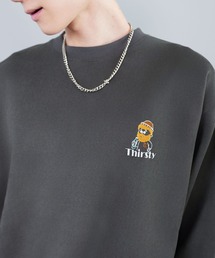 SPINNS | ひげおじさんシリーズ②/フェイクスエードワンポイントスウェット/刺繍ロゴ(スウェット)