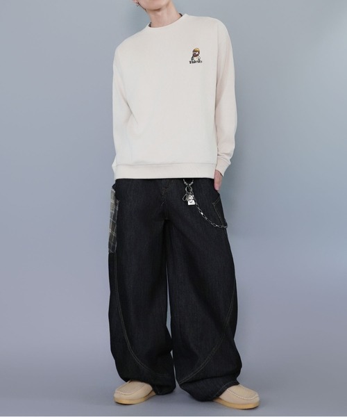 SPINNS（スピンズ）の「ひげおじさんシリーズ②/フェイクスエードワンポイントスウェット/刺繍ロゴ（スウェット・メンズ・ブラウン/チャコール/アイボリー・ONESIZE）」の17枚目の写真