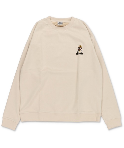 SPINNS（スピンズ）の「ひげおじさんシリーズ②/フェイクスエードワンポイントスウェット/刺繍ロゴ（スウェット・メンズ・ブラウン/チャコール/アイボリー・ONESIZE）」の4枚目の写真