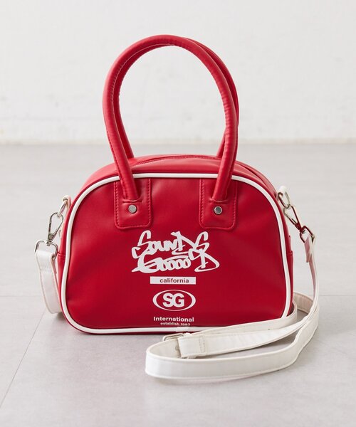 SOUNDSGOOOOD（サウンズグッド）の「【SOUNDS GOOOOD】ヴィーガンレザーミニボストンBAG（ショルダーバッグ・レディース・ブラック/レッド・ONE SIZE）」の3枚目の写真