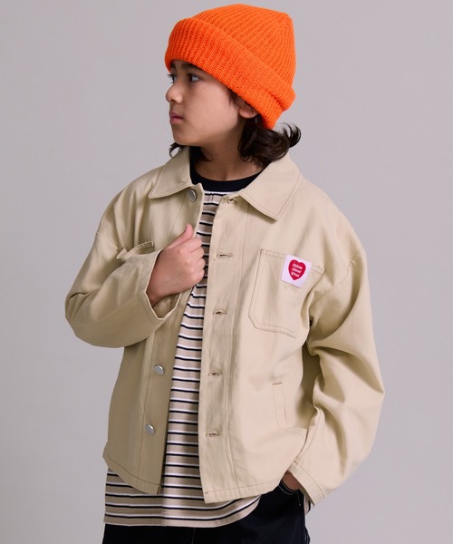 PAIRMANON STREET(ペアマノンストリート)の「【セットアップ着用可能】ワーク ジャケット カバーオール【PAIRMANON STREET】(カバーオール・キッズ・ピンク/ブラック/ベージュ/イエロー・100/110/120/130/140/150/160/90)」の2枚目の写真