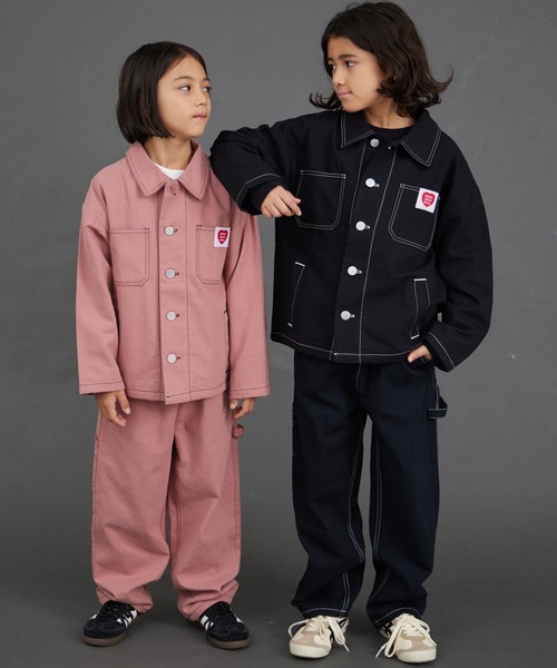 PAIRMANON STREET(ペアマノンストリート)の「【セットアップ着用可能】ワーク ジャケット カバーオール【PAIRMANON STREET】(カバーオール・キッズ・ピンク/ブラック/ベージュ/イエロー・100/110/120/130/140/150/160/90)」の20枚目の写真