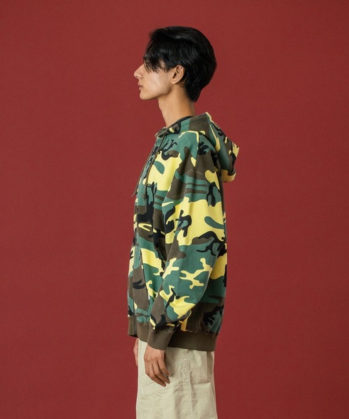 CAMO ZIP UP HOODED SWEATSHIRT（パーカー）｜XLARGE（エクストラ
