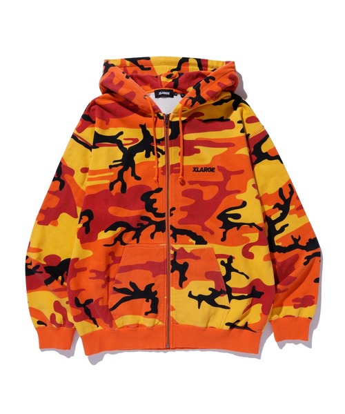 セール】CAMO ZIP UP HOODED SWEATSHIRT（パーカー）｜XLARGE