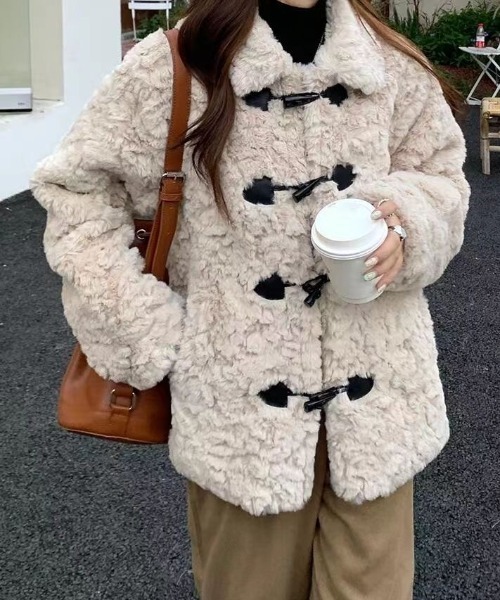 セール】ふわふわフェイクファーダッフルコート（ダッフルコート