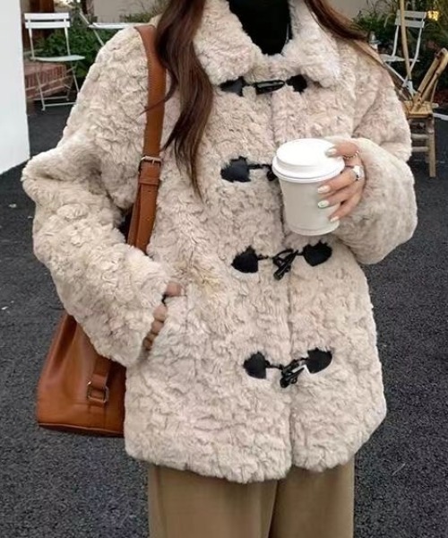 セール】ふわふわフェイクファーダッフルコート（ダッフルコート