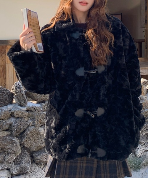 ワンダフルワールド(カネコイサオ)モヘヤ チャイナ ダッフルコート ブラック黒 ワンダフルワールド(カネコイサオ)モヘヤ チャイナ ダッフルコート