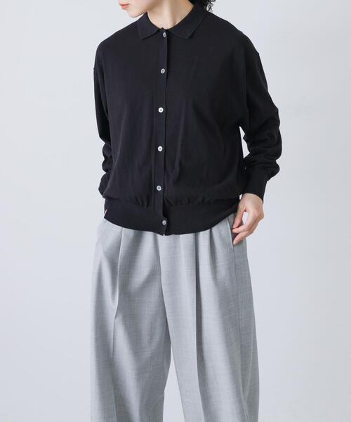 新品　かぐれ　今季　コットンポロニットカーディガン 2025秋冬　羽織り コットンポロニットカーディガン（ニット/セーター）｜かぐれ