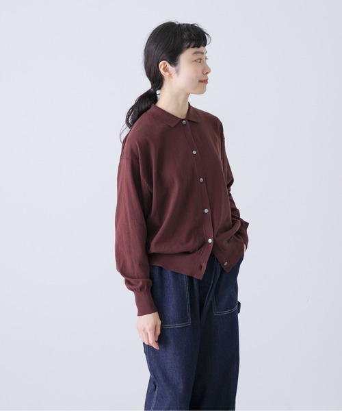 新品　かぐれ　今季　コットンポロニットカーディガン 2025秋冬　羽織り 新品 かぐれ 今季 コットンポロニットカーディガン 2025秋冬