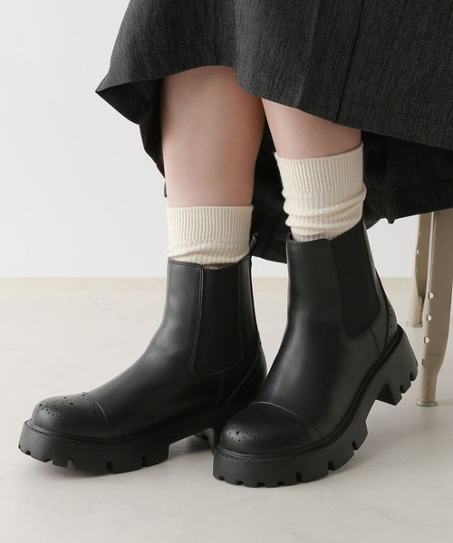 RAGEBLUE(レイジブルー)の「ボリュームソール/メダリオンサイドゴアブーツ(ブーツ・レディース・ブラック・24.5cm/23.5㎝)」の1枚目の写真