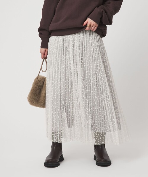 size SHORT/TALLあり］2WAY チュール プリント プリーツ スカート