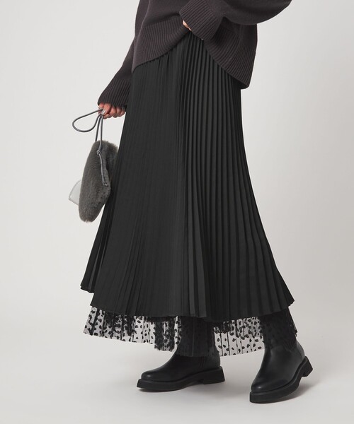 セール】［size SHORT/TALLあり］2WAY チュール プリント プリーツ